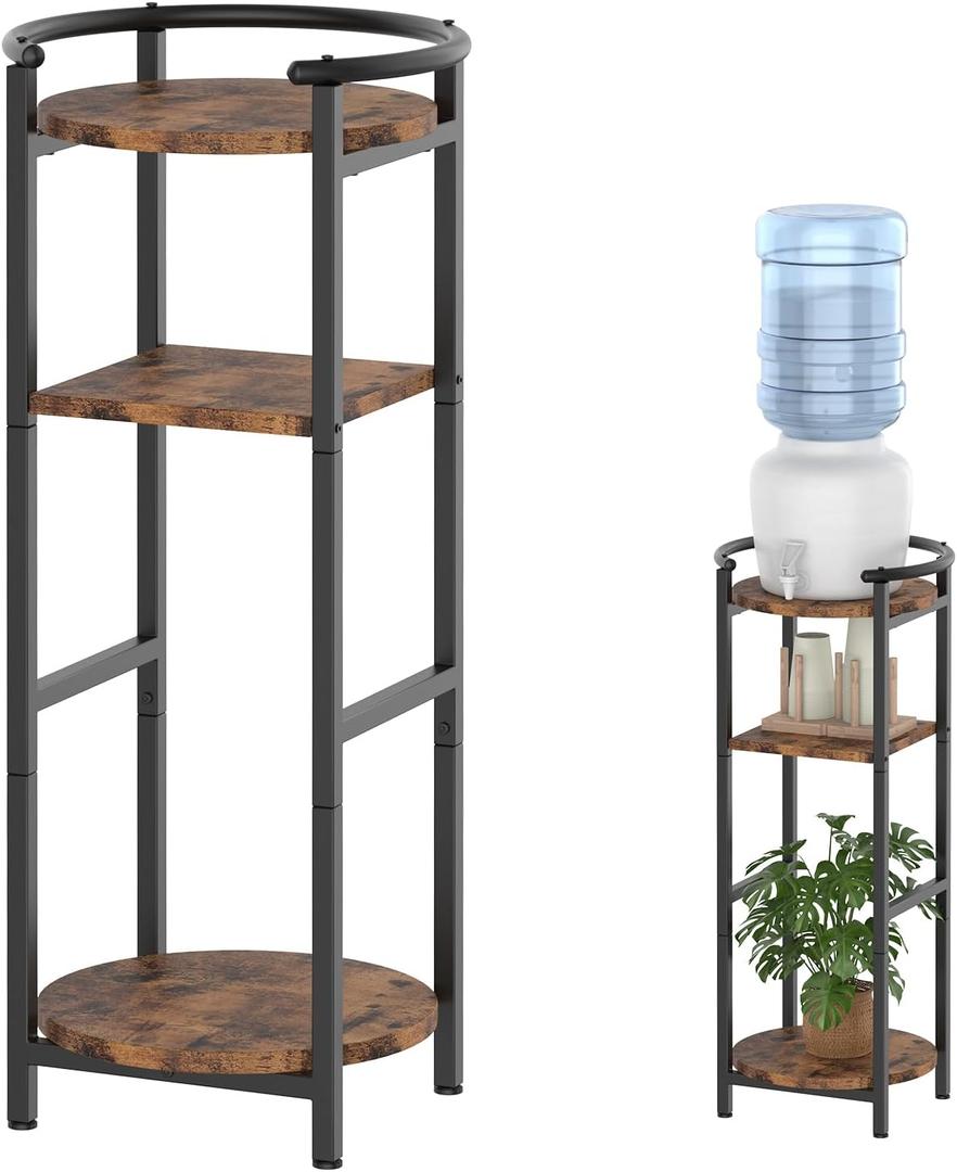 Water Dispenser Stand Wood, (36.5" H-11.8" W) Drink Dispenser Floor Stand, Water Stands for 1-5 Gallon Bottle Dispenser, Water Jug Stand with 2 Round Shelves, Sturdy Water Stand for Living Room