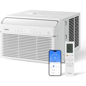 Midea Inverter Window Air Conditioner with Heat  Quiet Window AC Unit and Heat Combo with Dehumidifier  Cools up to 550 Sq. Ft.  Energy Star Rated, Smart Control, Remote, 12,000 BTU