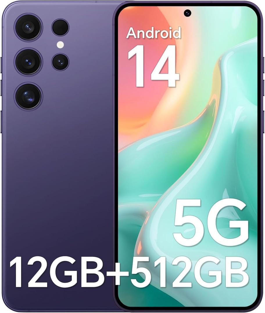Unlocked Smartphone P24 Ultra12GB+512GB Android 14 Phone, Battery 5000mAh,6.8" HD Screen48MP+108MP Camera Cellphone, Snapdragon 888Face ID/Dual SIM