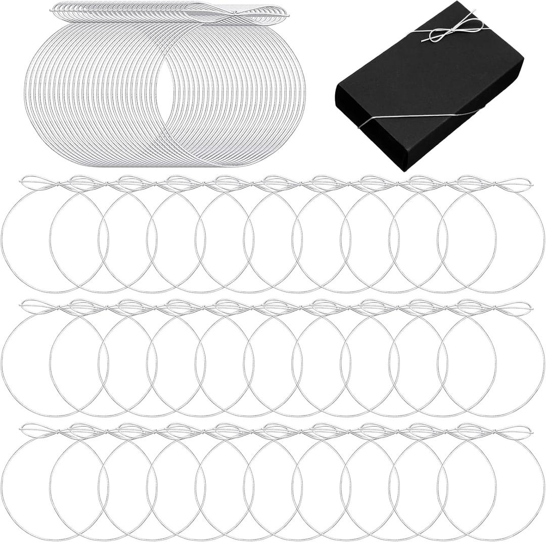 Berlune 120 Pcs Elastic Bows for Gifts Boxes Stretch Loops with Pre Tied Bows 20 Inches from Elastic Ribbon Cord Ribbon Gift Ribbon String Craft Bags(Silver)