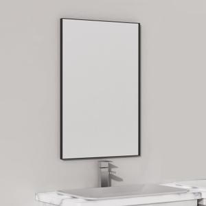 VocalStar 16 x 24 Inch Black Bathroom Mirror for Wall, Square Corner Rectangle Black Metal Framed Bathroom Vanity Mirror Modern Farmhouse, 1/4-inch Shatterproof Glass | Ultra-Flush Hanging
