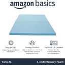 Amazon Basics Twin XL Cooling Gel-Infused Memory Foam Mattress Topper, CertiPUR-US Certified, 3 Inches, Blue