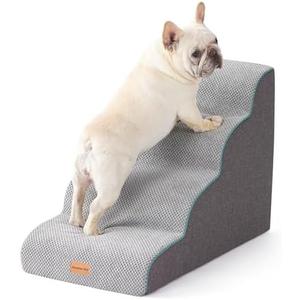 Gardner Pet Dog Stairs for Small Dogs 19.7" H, Curved 4-Step Pet Stairs, Dog Steps for High Bed (18-24 in), Couch with Durable Non-Slip Waterproof Fabric Cover and CertiPUR-US Certified Foam