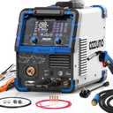 AZZUNO Aluminum 250Amp MIG Welder,6 in 1 Gas MIG/Gasless Flux Core/Stick/Lift TIG/Spot Welding/Spool Gun Compatible Welding Machine 110V/220V Large LED Display Multi Process Welder