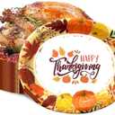 YQUQWN 50 PCS Oval Thanksgiving Paper Plates 12 x 10 Inch Heavy Duty Disposable Plates for Pumpkin Fall Harvest Holiday Thanksgiving Party Supplies Table Decor
