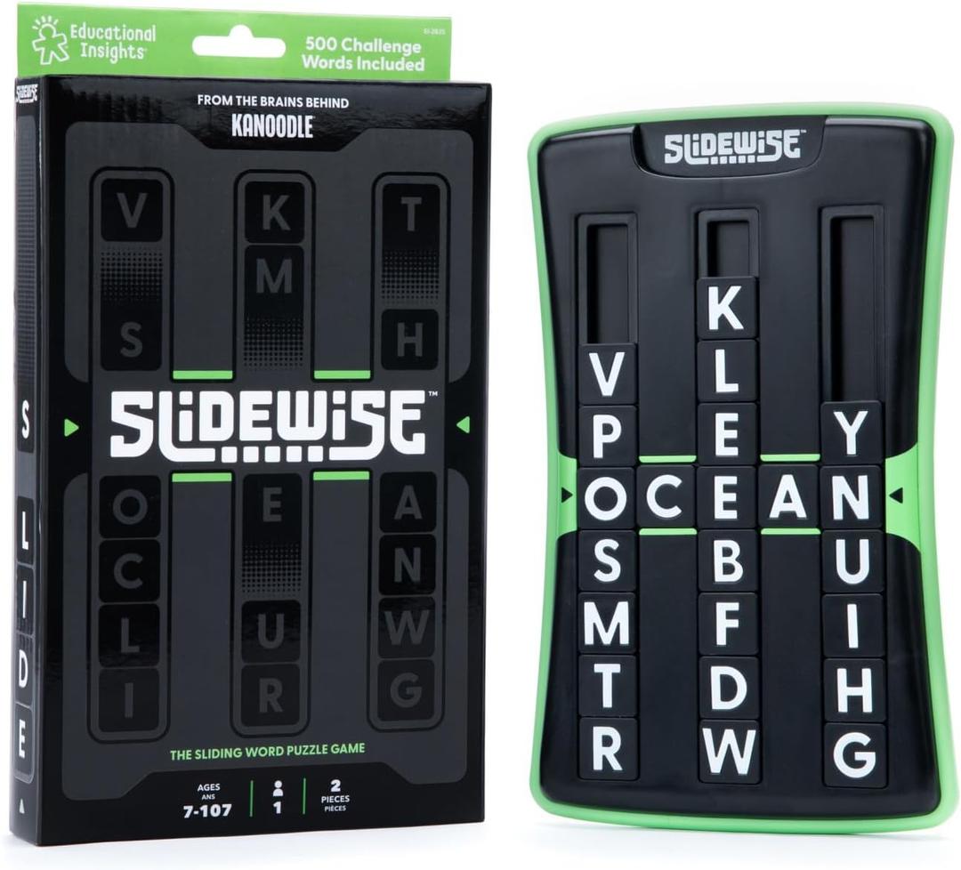 Educational Insights Slidewise - Word Games and Brain Teaser Puzzles for Kids 8-12, Kids Slide Puzzle Game, Travel Size Handheld Puzzle, Single Player Brain Teasers for Adults, Teens, and Children