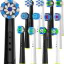 Replacement Toothbrush Heads Compatible with Oral B Electric Toothbrush, 6 Models-Black, 6 Models-White,for The Family's Various Oral Health Needs, 12 Count, Medium and Soft Brush