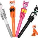 12 PCS Boxing Cat Pens Fun Catty Ballpoint Pens Novelty Animal Boxing dog Pens With Blue Ink For School Office Birthday Party