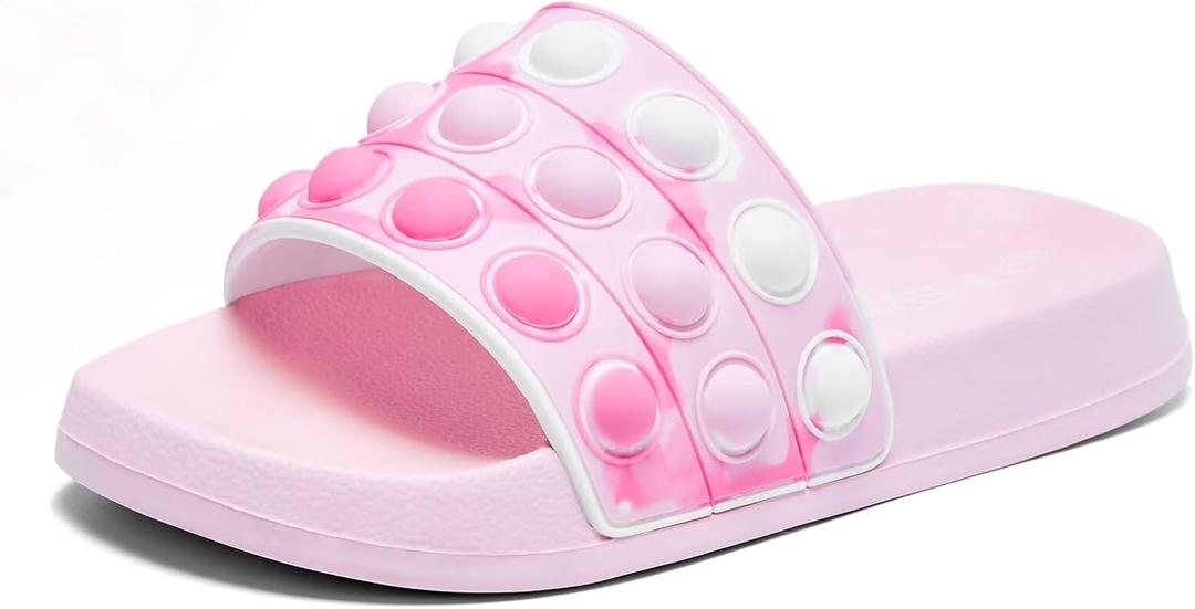 Eashi Slides For Kids,Boys Girls Sandals, Toddler Arch Support Slippers For House Shower Beach Non-Slip (1 Big Kid, Pale Pink)