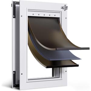 Dog Door for Door All Aluminum Alloy 3 Flaps White, Medium Doggy Doggie Door, Cat Door Heavy Duty Pet Door for Dogs, Insulation Flap and Lockable Closing Panel, Durable Rust Resistant, Pet Up to 45lb