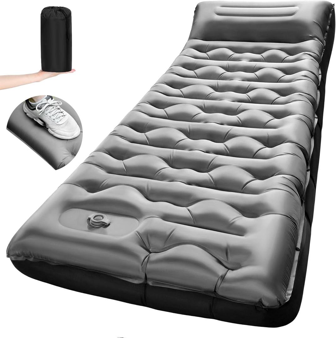 Camping Sleeping Pad,5.9 Inch Thick Camping Mat with Built in Pillow and Foot Pump,Self Inflating Sleeping Pad for Camping Backpacking