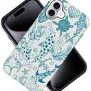 Case for iPhone 16 Plus,Coral Reef Whale Turtles Blue Green Phone Case Slim Silicone Shockproof Cover for Girls Women（Frosted & Durable）