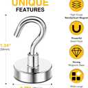 DIYMAG Magnetic Hooks 20pcs 50lbs Cruise Essentials 2026 Magnet Hook | Neodymium Heavy Duty Strong Magnets Hanging Ship Cabins Refrigerator Fridge Classroom Beach Vacation Kitchen Grills Home Tool
