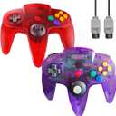 ZeroStory Classic N64 Controller, Wired N64 Controller Upgraded Joystick for N64 Video Game Console (Transparent Red and Transparent Purple)