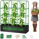 Cucumber Trellis with Grow Bag,63.8"×49.6"×16.5" Trellis for Climbing Plants Outdoor,U-Shape Reusable Metal Garden Arch Trellis with Net, for Fruit Flower Support for Pea, Grape Vine Type Plants