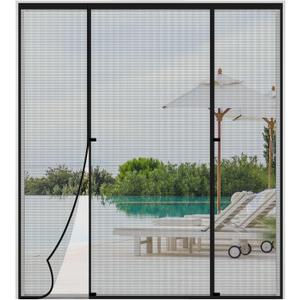 Double Opeing Magentic Screen Door for Sliding French Door, Fit Door Size 70 x 80, Large Self Sealing Screen Door Mesh for Pet Kid, Removable Mesh Net Walk Through, Keep Fly Out, Gray