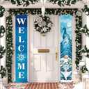 2 Pcs Christmas Porch Banners Winter Gnome Porch Sign Christmas Hanging Welcome Banner Flag Snowflake Xmas Welcome Banners for Home Door Decor Outdoor Indoor Holiday Party Supplies 71 x 12 Inch