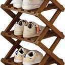 Folding Corner Shoe Rack, Entryway Shoes Rack, 2/3/4/5 Tiers Space Saving Wooden Shoes Organizer, Folding Free Installation Shoe Cabinet with Stable Construction Coffee 5 Layers