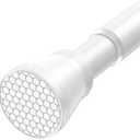 Fvonzn Tension Curtain Rod 28 to 48 Inches, White Tension Rod Adjustable Curtain Rod Non-Slip Shower Curtain Rod No Drill Shower Rod Spring Tension Shower Curtain Rod Bathroom Curtain Rod