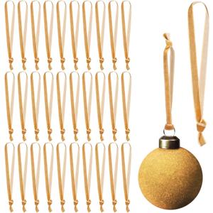Gold Christmas Ornament Hangers 12" Velvet Christmas Tree Ribbon Hanging Strings Ornament Strap Loops Velvet Ribbon Hangers for Garland Decoration