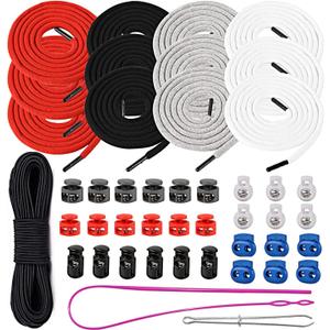 Drawstring Cord Trim Replacement Cording with Easy Threaders+Cord Locks End Spring Toggle and 10 Yard Elastic Bungee Cords Stretch String for Sweatpants, Clothings, Pants, Jackets Coats, Hoodie