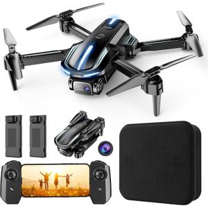 Drone with Camera 1080P HD FPV Foldable Mini Drone for Beginners Kids Adults, Drone with One Key Take Off/Landing, Gesture Selfie, Altitude Hold, 3D Flip, Easy to Fly, 2 Batteries, Toys for Boys Girls (Blue)