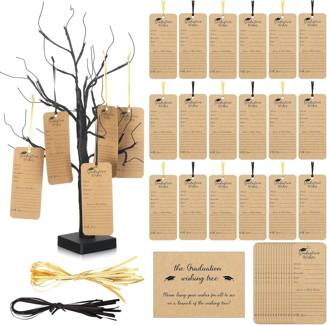 37 Pcs 2026 Graduation Advice and Wishes Cards Wishing Tree Tags for Graduation Party Gift Class Reunion Games Hanging Decorations High College Grad Party Favor Supplies(Tree Not Include)