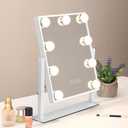 Vanity Mirror with Lights, Makeup Mirror with Lights,3 Color Lighting Modes, Detachable 10X Magnification Mirror Touch Control,360°Rotation, White.