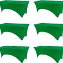 BDDC Table Covers for 6 Foot Tables, 6 Pack Emerald Green Washable and Wrinkle Resistant Stretch Tablecloths Rectangle 6ft for Events, Wedding, Banquets, Parties