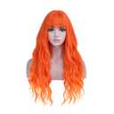 MAGQOO Orange Wigs for Women Long Curly Wavy Flame Fire Ombre Wig with Bangs Colorful Funny Synthetic Heat Resistant Cosplay Costume Party