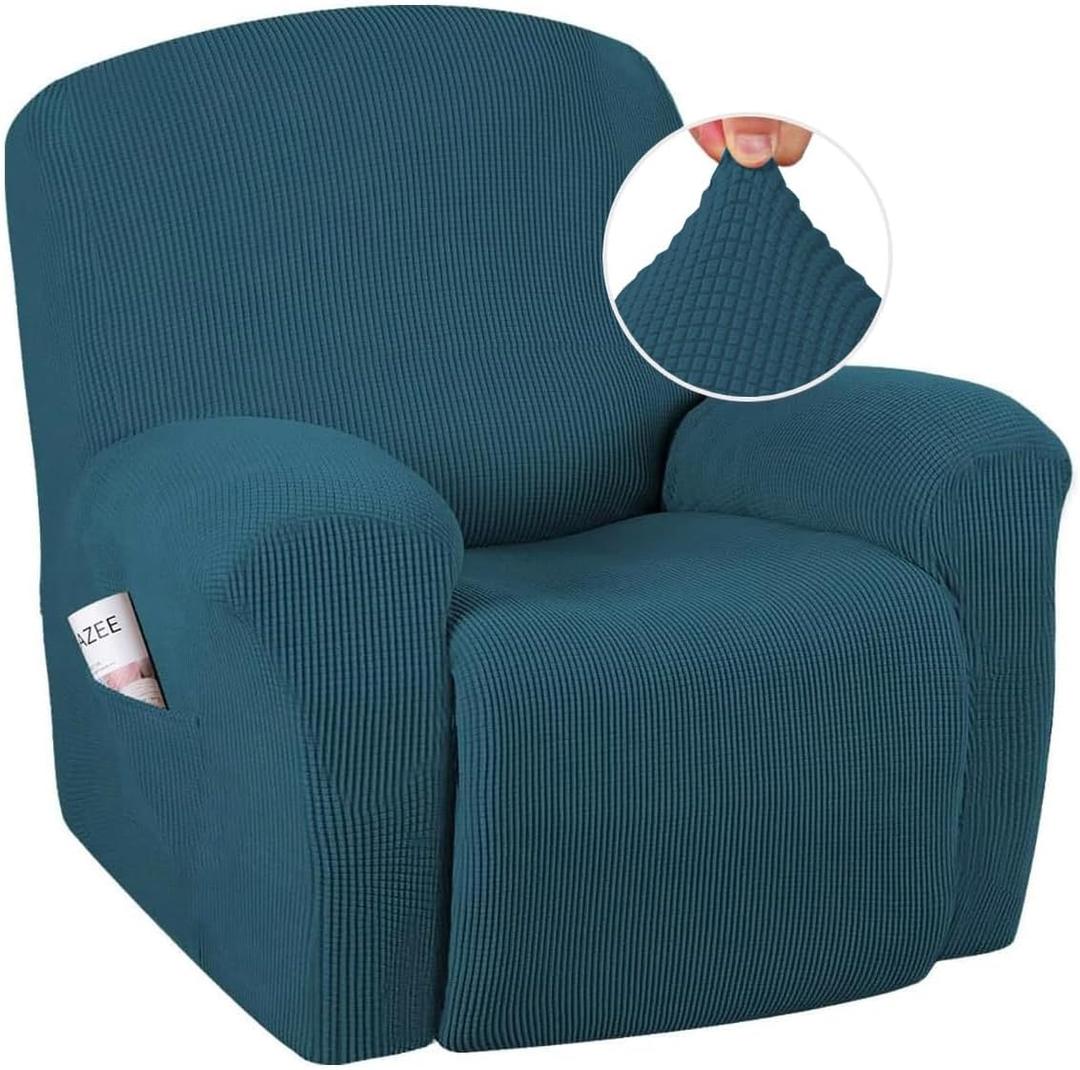 H.VERSAILTEX Super Stretch Recliner Cover Recliner Couch Covers Recliner Chair Cover Form Fitted Non Slip Reclining Slipcovers for Standard Large Recliner, Soft Thick (1 Pack, Deep Teal)