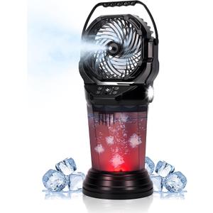 2026 NEW Portable Camping Misting Fan, 30000mAh Rechargeable Camping Fans with Remote & 2L Water Tank, 4 Timers, 4 Speeds, 2 Mist Modes, 120° Oscillation, for Golf Camping Beach Fishing & Workshops, Large
