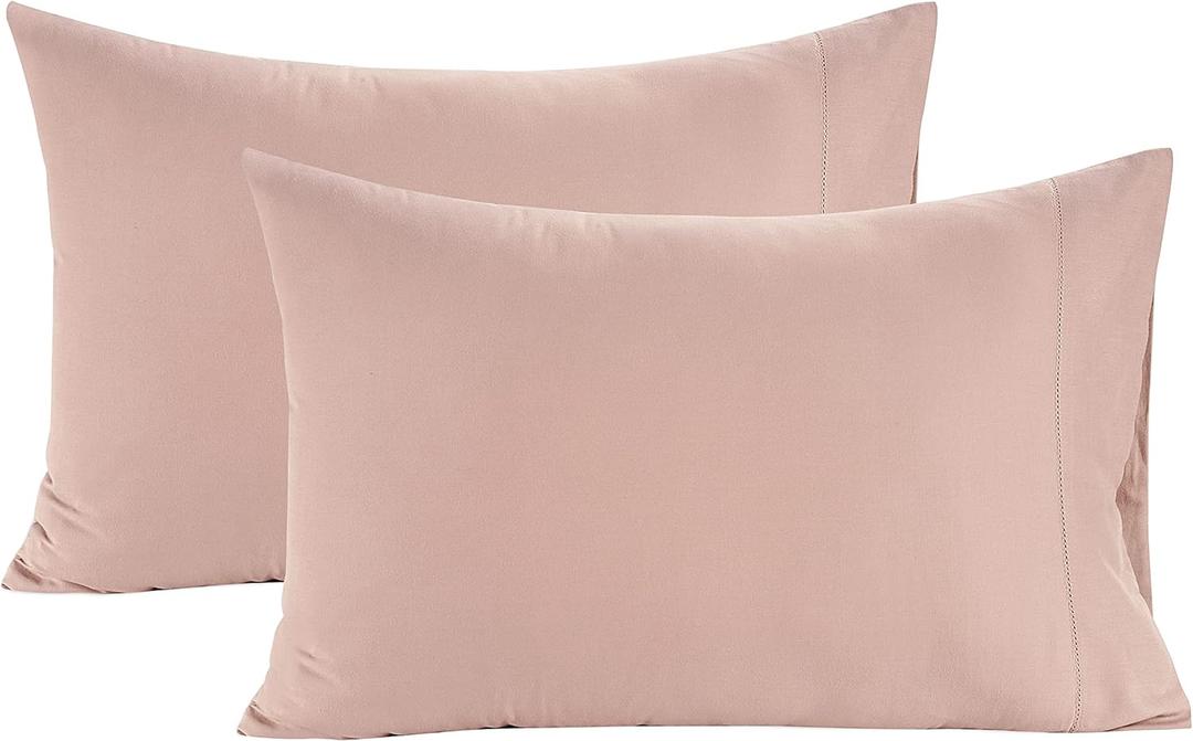 LANE LINEN 100% Organic Cotton Pillowcases - Standard Size and Crisp Cool Percale Weave Sleeping Pillow Covers Set of 2 - Dusty Rose
