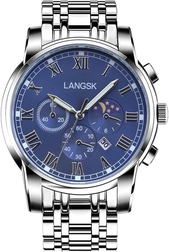 Mens Stainless Steel Luminous Analog Quartz Watches Waterproof Date Casual Wrist Watch