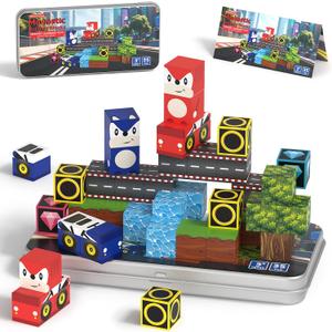 HtZestToysiop 35PCS Mini Magnetic Blocks, Magnetic Blocks Travel with Portable Iron Box, Magnetic Building Blocks STEM Learning Set for Ages 3 4 5 6 7 8, Suitable for Restaurant and Travel, Hedgehog