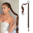 SEIKEA Long DIY Braided Ponytail Extension with Hair Tie Straight Wrap Around Hair Extensions Ponytail Natural Soft Hairpiece Chocolate Brown 34 Inch (After Braided 30 Inch) (34 Inch 180G (Pack of 1))