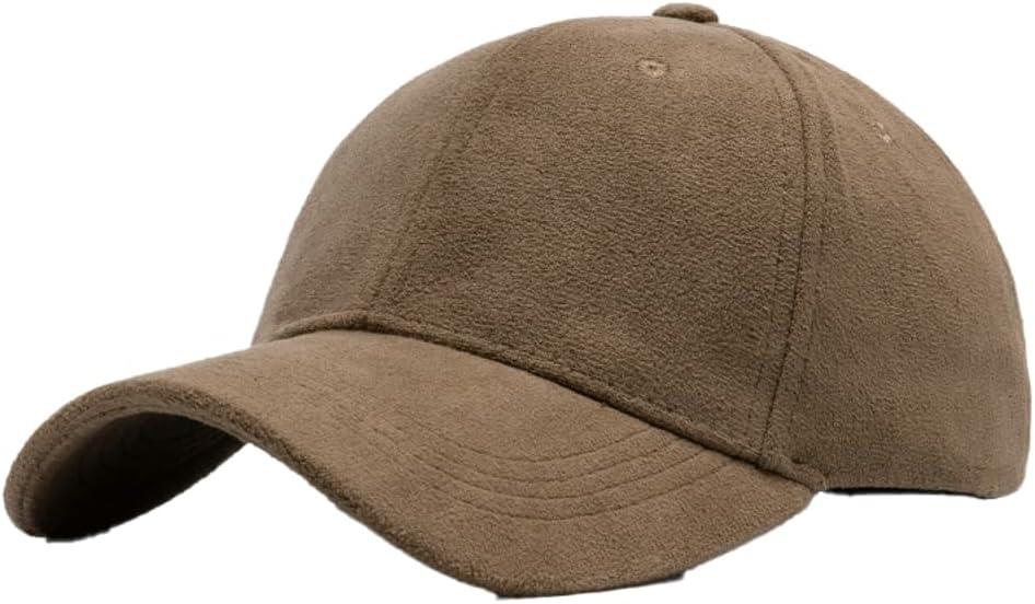 Women Men Vintage Faux Suede Baseball Cap Classic Suede Leather Adjustable Plain Hat Fall Winter