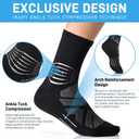 IRAMY Compression Ankle Support Crew Socks Men Women Wicking Plantar Fasciitis Relief Running Hiking Socks 3 Pairs (L)