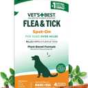 Vet's Best Natural Flea and Tick Drops for Dogs  Natural Topical Flea Prevention with Certified Essential Oils  Plant-Based Spot-On Treatment for Large Dogs  Pest Control  4 Month Supply