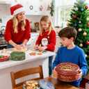 Christmas Cookie Tins with Lids, Set of 3 Larger Holiday Containers for Homemade Cookies, Gifts, Treats, Reusable Round Metal Storage Boxes with 3 Premium Greeting Cards & 16.5ft Ribbon