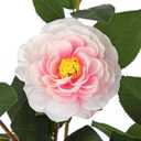Hollyone 2 Pack Artificial Camellia Tree, 3FT Faux Pink Camellia Flowers Plant with Ground Spike Fake Floral Blooming Flower Plants for Home Indoor Outdoors Front Door Porch Garden Decor
