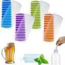 Lily's Home Silicone Ice Cube Tray with Lid Set of 4, BPA-Free, Ideal for Water Bottles & Sports Bottles, Flexible & Stackable Design for Quick Release, Ice Cube Trays for Freezer(11.81"*4.72"*0.95")