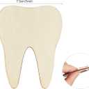 30 Pack 4 Inch Wood Tooth Cutouts Unfinished Wood Tooth Crafts Wooden Tooth Hanging Ornaments DIY Tooth Craft Gift Tags for Home Party Decoration