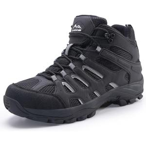 Men's Waterproof Slip Resistant Hiking Boots Outdoor Trail Trekking Camping Casual Walking Hunting Shoes mountaineering backpacking Travel Mid Ankle Lace up (10.5, Matte Black)