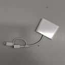 AkHolz SD Card Reader for iPhone iPad Built-in Lightening & USB-C Dual Connectors Card Adapter with SD MicroSD USB-A 3 Slots Trail Camera Memory Card Viewer, Portable No App Required Plug and Play (White)