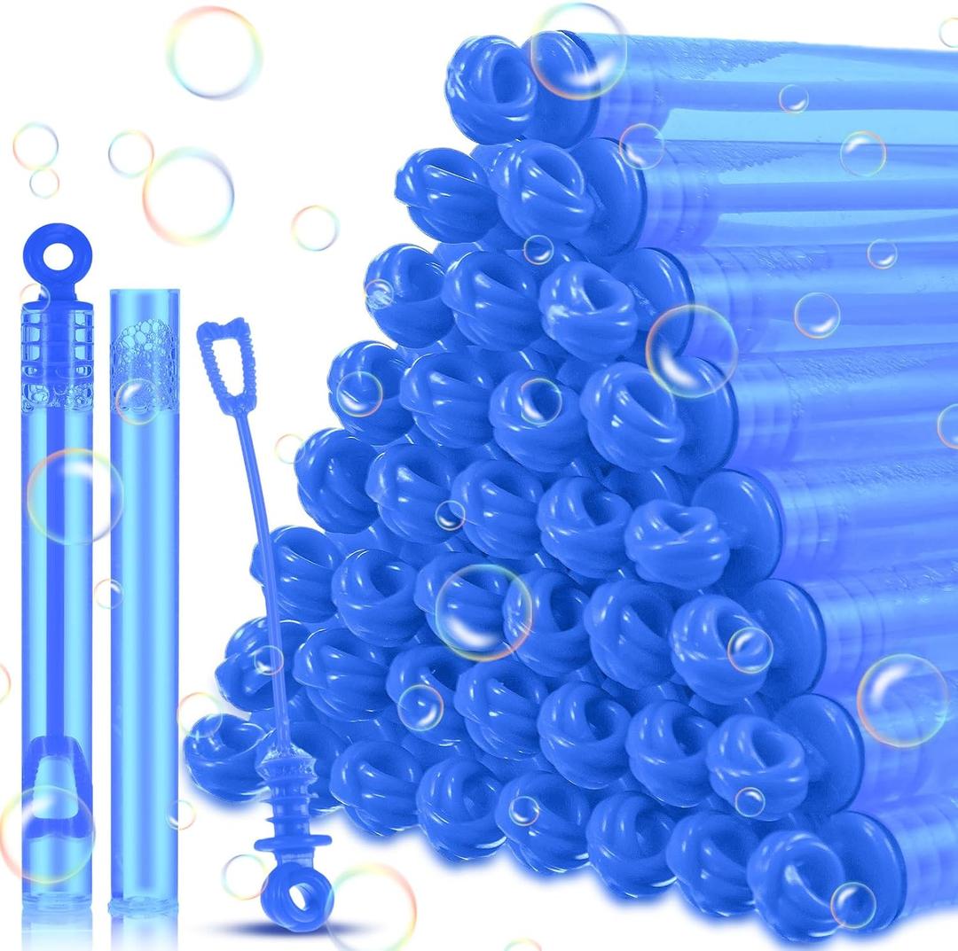 Shappy 100 Pcs Mini Bubble Wands Bubbl Party Favors Kids Rose Bubble Wands Bulk for Summer Outdoor Party Bath Time Wedding Graduation Gifts Toys Goodie Bag Stuffer for Child Girls Boys(Blue)