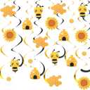 20 Pcs Party Decorations Of Bees Bumble Bee Hanging Swirl Bee Party Decorations Foil Ceiling Streamers For Baby Shower Birthday Honey Themed Party Gender Reveal Bridal Supplies