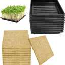9Set Microgreens Growing Mat with Tray, Microgreen Growing Kit 1010 Wheatgrass Seed Sprouting Starter Mat Hemp Fiber Grow Tray Hydroponic Jute Pads Indoor Organic Production for Germination Sprouts