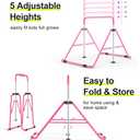Safly Fun Foldable Gymnastics Bar for Kids, Adjustable 35"-51", Sturdy 145 lbs Capacity, Easy-to-Assemble, Gymnastics Equipment for Kids for Indoor/Outdoor Training (Pink)