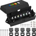 CheeMuii 7 Way Trailer Junction Box Weatherproof 7 Pin Trailer Wiring Box 7 Color-Coded Electric Wires Connection Box for RV Camper Trailer Light Rewiring